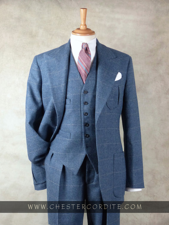 Single Breasted Blue Tweed Check Twill, Modern Vintage Suit by Chester ...